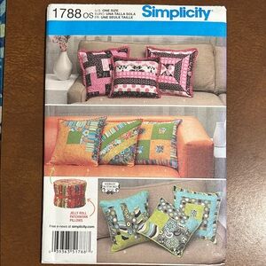 Uncut Simplicity Jelly Roll Patchwork Pillow Pattern #1788